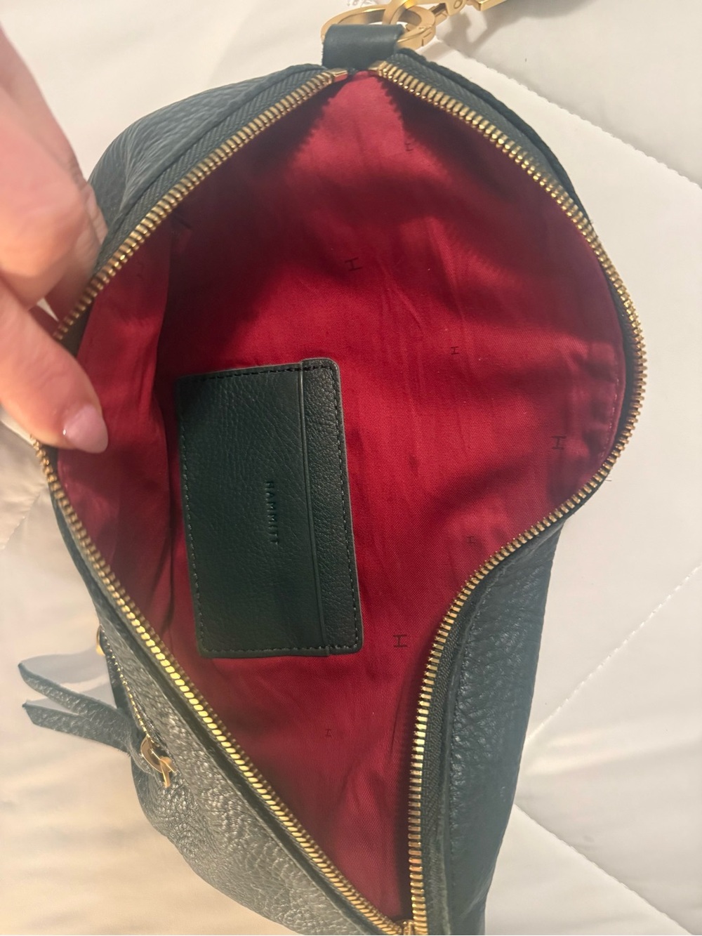 Hammitt Dark Green Leather Crossbody Belt Bag with Gold Hardware - Picture 2 of 3